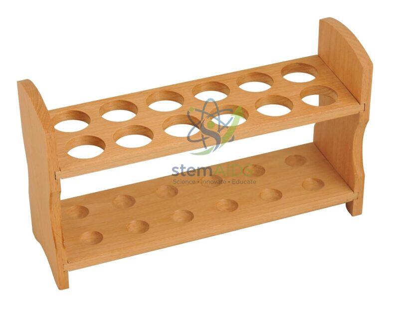 Test Tube Stand, Wooden, Without Drying Pegs 1 Test Tube Stand, Wooden, Without Drying Pegs - General Lab Products | STEMAids