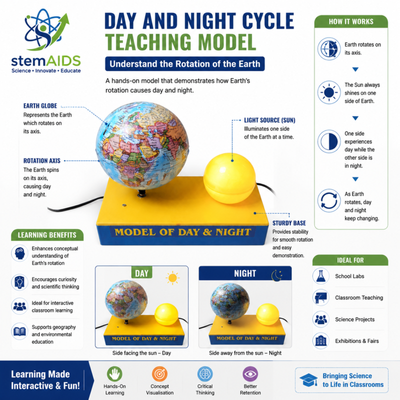 Day and Night Cycle Teaching Model 1 Day and Night Cycle Teaching Model - Astronomy Lab Kits | STEMAids