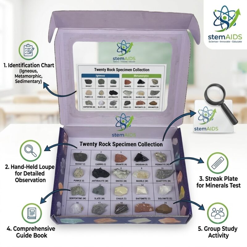 Twenty Rock Specimen Collection 1 Twenty Rock Specimen Collection - Astronomy Lab Kits | STEMAids