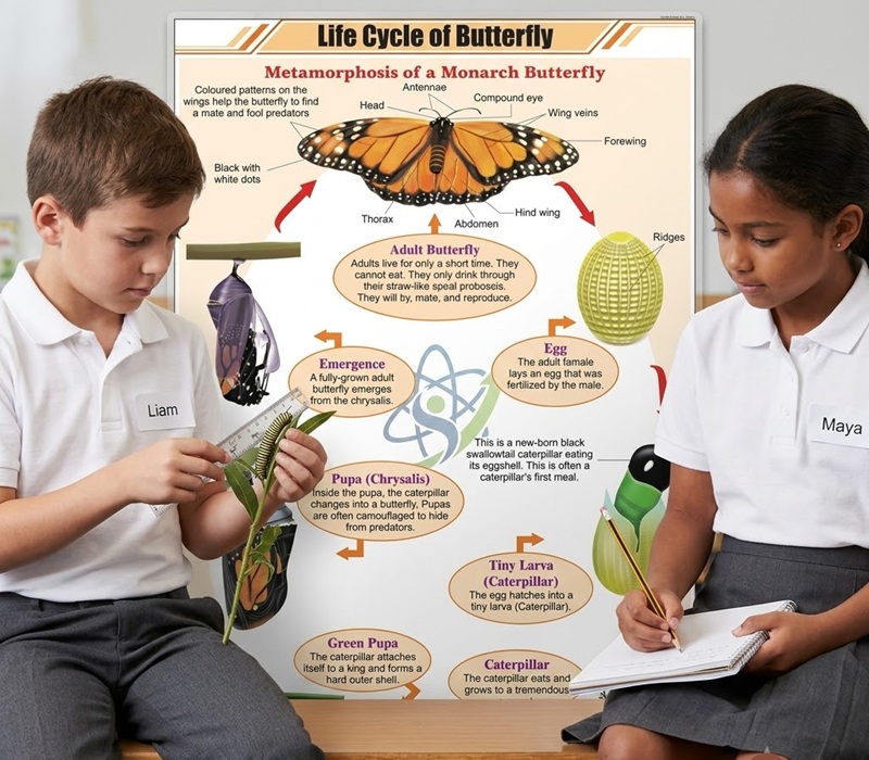 Life Cycle of a Butterfly Educational Chart 1 Life Cycle of a Butterfly Educational Chart - Educational Charts | STEMAids