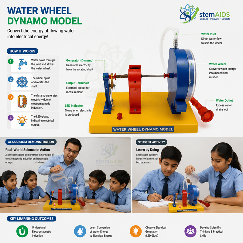 Water Wheel Dynamo Model 1 Water Wheel Dynamo Model - Stem Kits | STEMAids