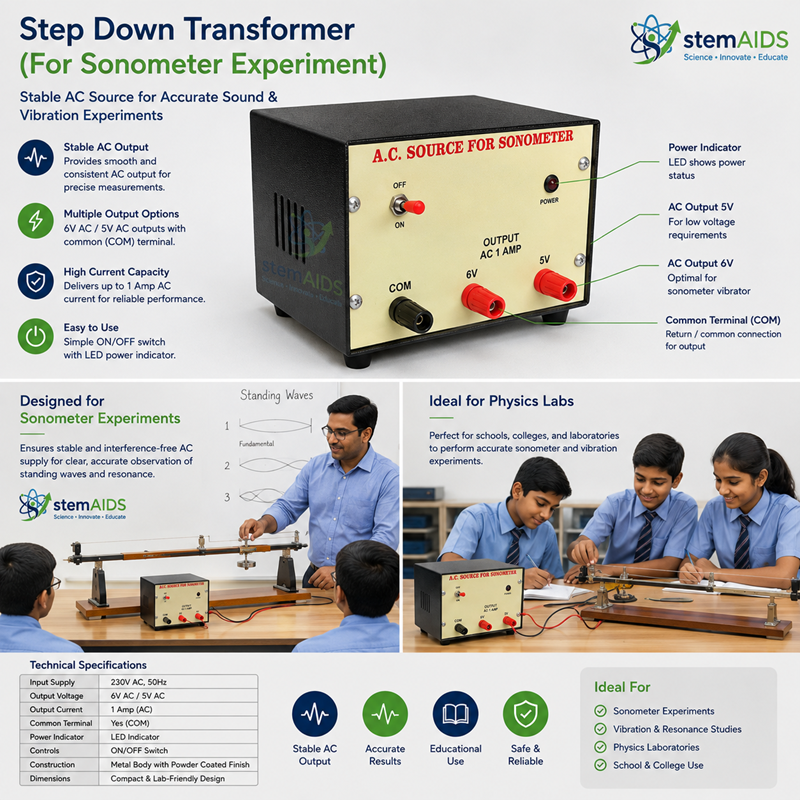 Step Down Transformer ( For Sonometer Experiment) 1 Step Down Transformer ( For Sonometer Experiment) - Electrical and Electronics | STEMAids