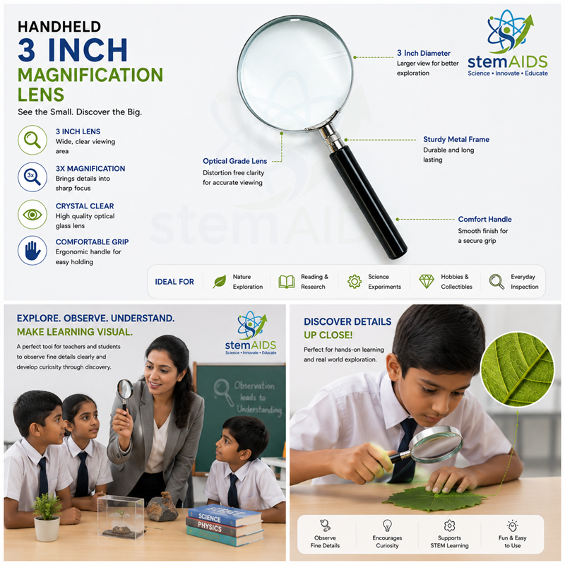Handheld 3 Inch Magnification Lens 1 Handheld 3 Inch Magnification Lens - Light & Optics | STEMAids