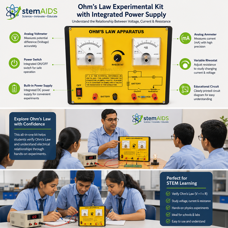 Ohm’s Law Experimental Kit with Integrated Power Supply 1 Ohm’s Law Experimental Kit with Integrated Power Supply - Electrical and Electronics | STEMAids