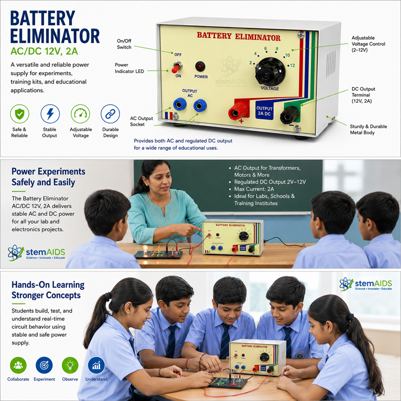 Battery Eliminator AC/DC 12V 2A 1 Battery Eliminator AC/DC 12V 2A - Electrical and Electronics | STEMAids
