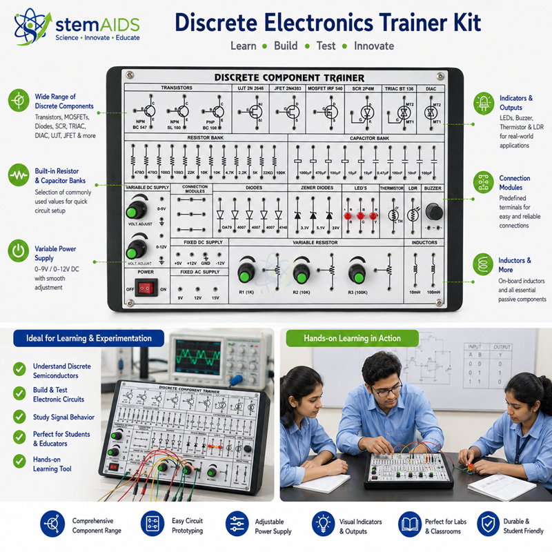 Discrete Electronics Trainer Kit 1 Discrete Electronics Trainer Kit - Electrical and Electronics | STEMAids