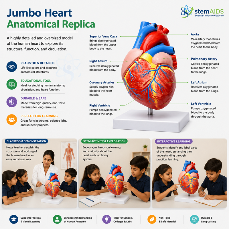 Jumbo Heart Anatomical Replica 1 Jumbo Heart Anatomical Replica - Anatomy Models | STEMAids